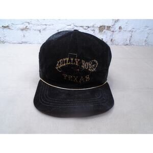 Vintage Billy Bob's Fort Worth Texas Mesh Trucker Hat Snapback Black Suede 90s